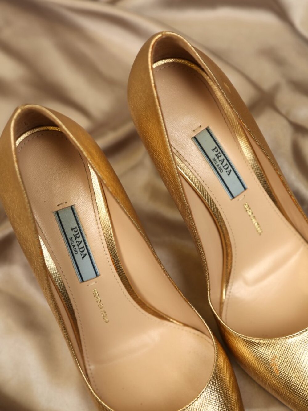 PRADA Gold Saffiano Pumps - Picture 4 of 11